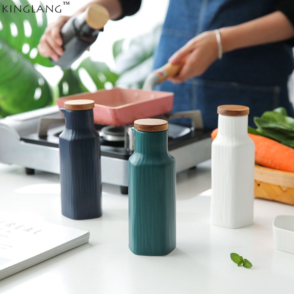 Bouteille de Sauce Soja en Céramique – Design Élégant et Anti-Fuite pour Huile et Condiments