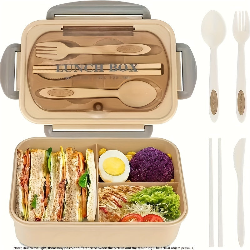 Boîte à Lunch en Plastique avec Compartiments et Couverts